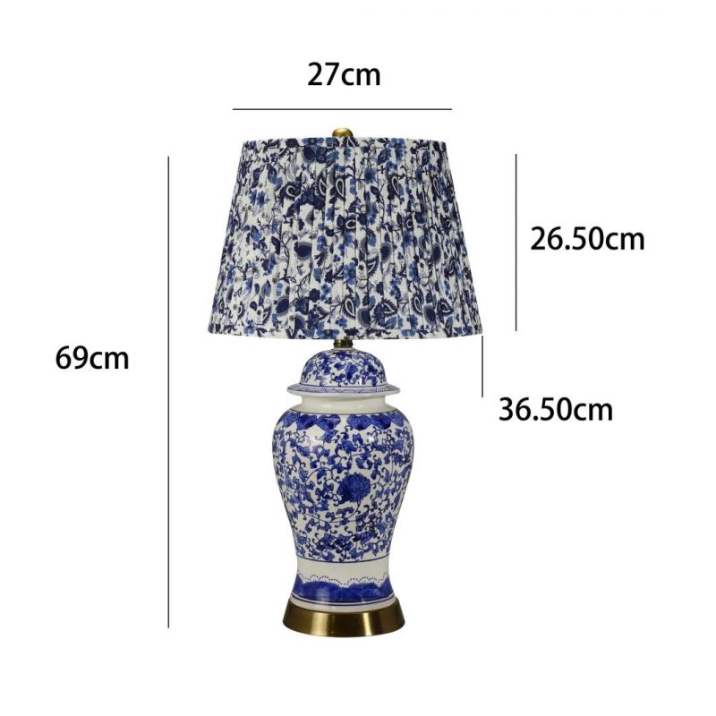 Modern Desk Lamp Hotel Restaurant Home Decor Rechargeable LED Desk Lamp Table Lamp Blue and White Porcelain Ceramic