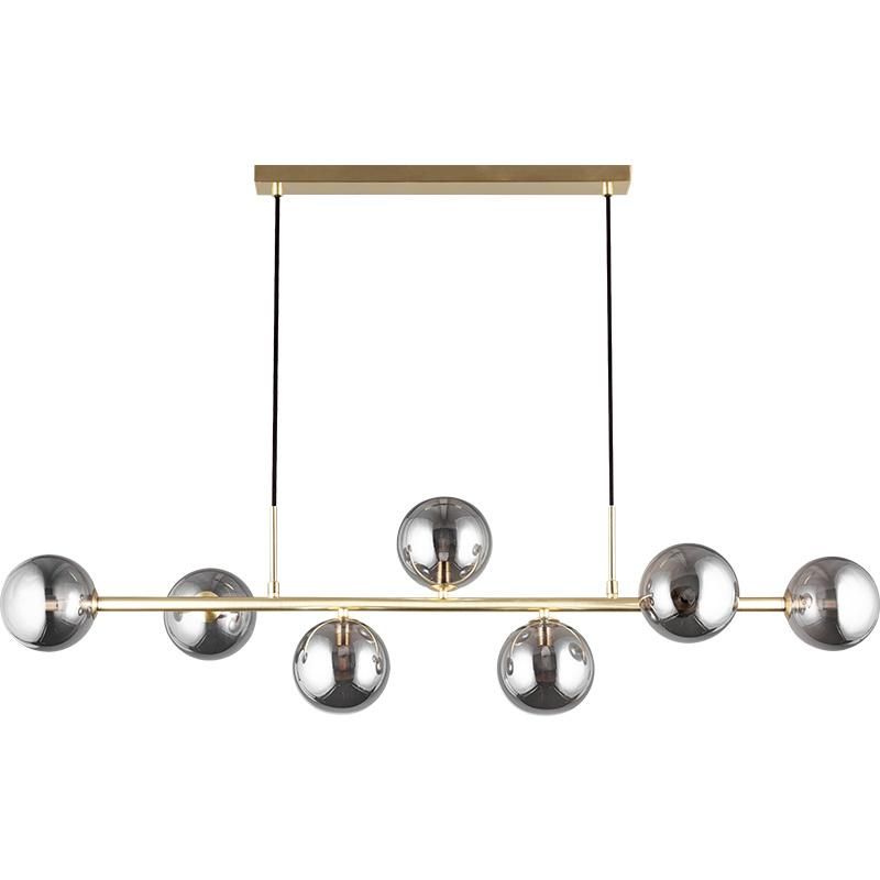 Lighting Modern Chandelier with Globe Sputnik Chandelier Pendant Light Frosted Adjustable Hanging Ceiling Light for Dining Room Living(Somky Glass & Matt Brass)