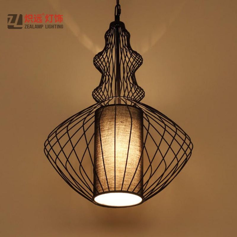 Decorative Office Lighting Black Metal Cage Pendant Lamp for Bar