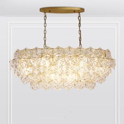 Luxury Modern Hotel Villa Restaurant Crystal Pendant Chandelier, Finished in Antique Brass Color