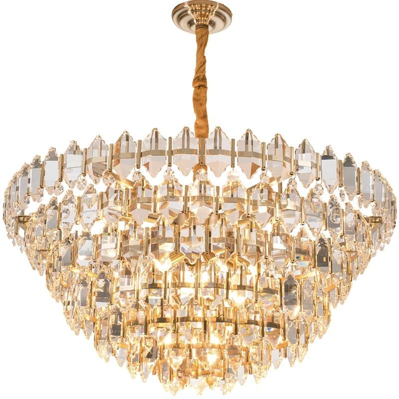 Suspension Crystal Luminaire Gold Hanging Lamp for Living Room Sitiing Room Decor (WH-AP-96)