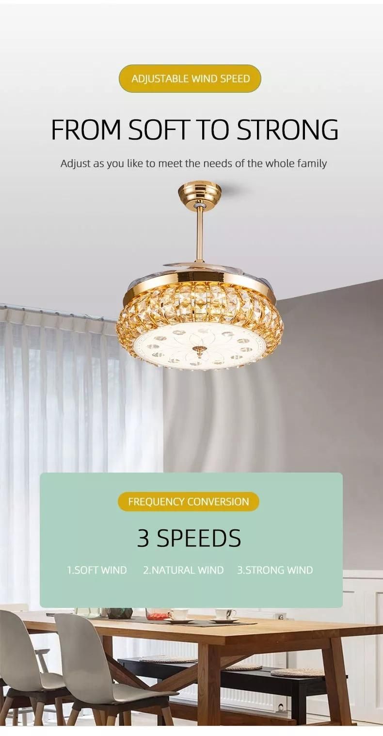 Crystal Series Decorative Ceiling Fan Light Mini Fan LED Light for Living Room LED Ceiling Fan Lamps Chandelier Light