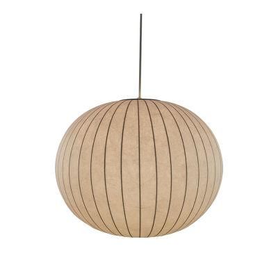 Traditional Indoor Home Kitchen Decor Silk Shade Hanging Lamp Round Pendant Light