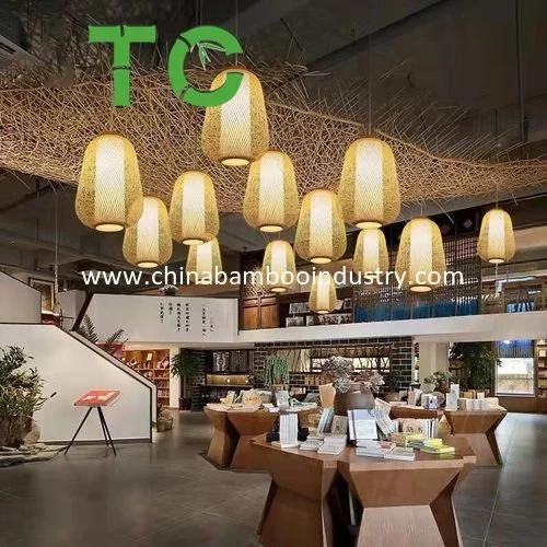 Creative Bamboo Pendant Lights Ceiling Lamps Lampshade Height Adjustable for Locally Accommodations Restaurants Tea House Hall