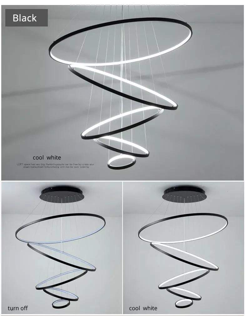 Indoor Modern Circular Ring Chandelier 1 - 3 Rings Pendant Light Home Hotel Lighting