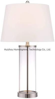 Jlt-4551 Coastal Table Lamp Glass Cylinder with White Drum Shade