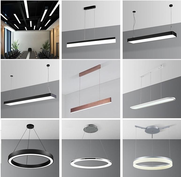 Black Rectangle Dimming LED 4000K Kitchen Room Pendant Lights Hanging Light Office Linear Light Zf -Cl-079
