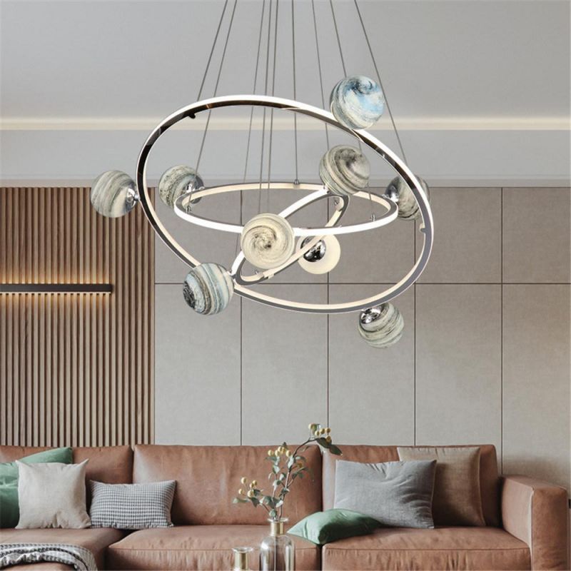Modern Simple Wandering Earth Chandeliers Starry Sky Art Restaurant Children′ S Room Drop Light Double Kitchen Hanging Lamps