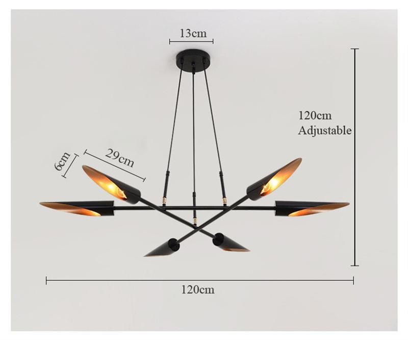 Nordic Postmodern Simple Creative Living Room Dining Room Lamps Atmosphere Metal Inclined Mouth Industrial Wind Aircraft Art Chandelier