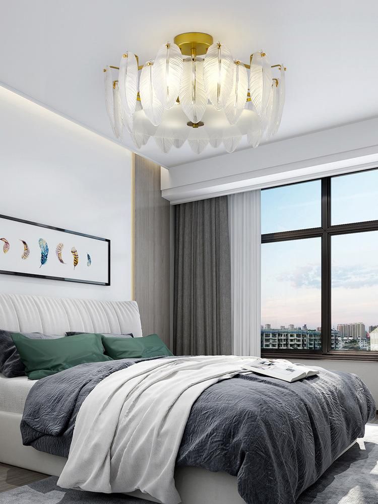 Light Luxury Ceiling Lamp Post Modern Minimalist Bedroom Lamp Creative Leaf Chandelier (WH-CA-77)