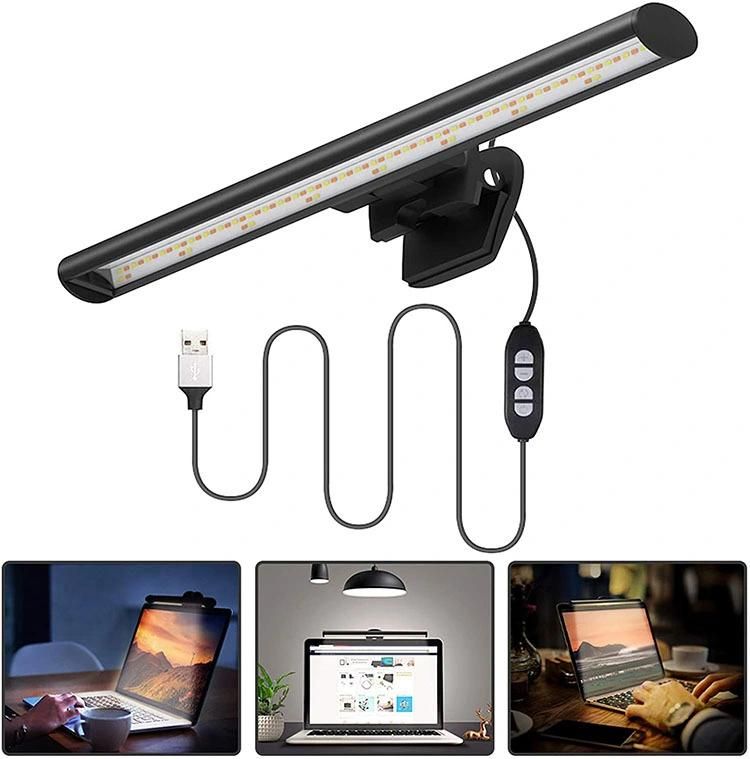 USB Computer Laptop PC Notebook Portable LED Night Light 3 Color Dimmable Adjustable Screen Reading Lamp