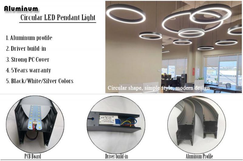 Black/White Suspended LED Circle Light Bendable Profile LED Curved Light for Projects