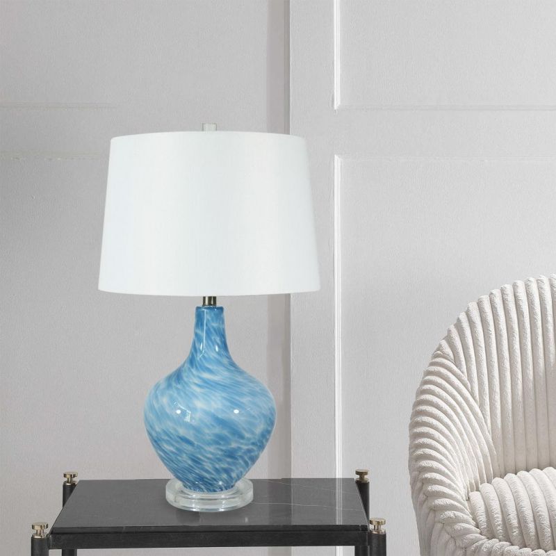 American Light Luxury Table Lamp Living Room Bedroom Bedside Table Lamp Simple Modern Master Bedroom Creative Villa Retro Nordic Blue Table Lamp Floor Lamp