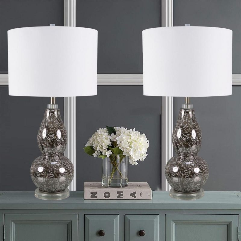 Silver Metal Texture Gourd Base Lighting Interior Decoration Table Lamp