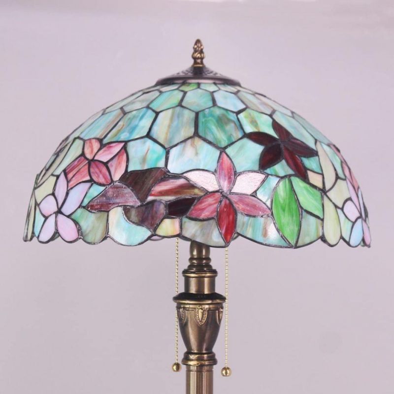 Tiffany Floor Lamp 67" Tall Stained Glass Flower Style Standing Lighting Bronze Traditional Vintage Industry Unique Minimalist Antique Lamp Decor Conner