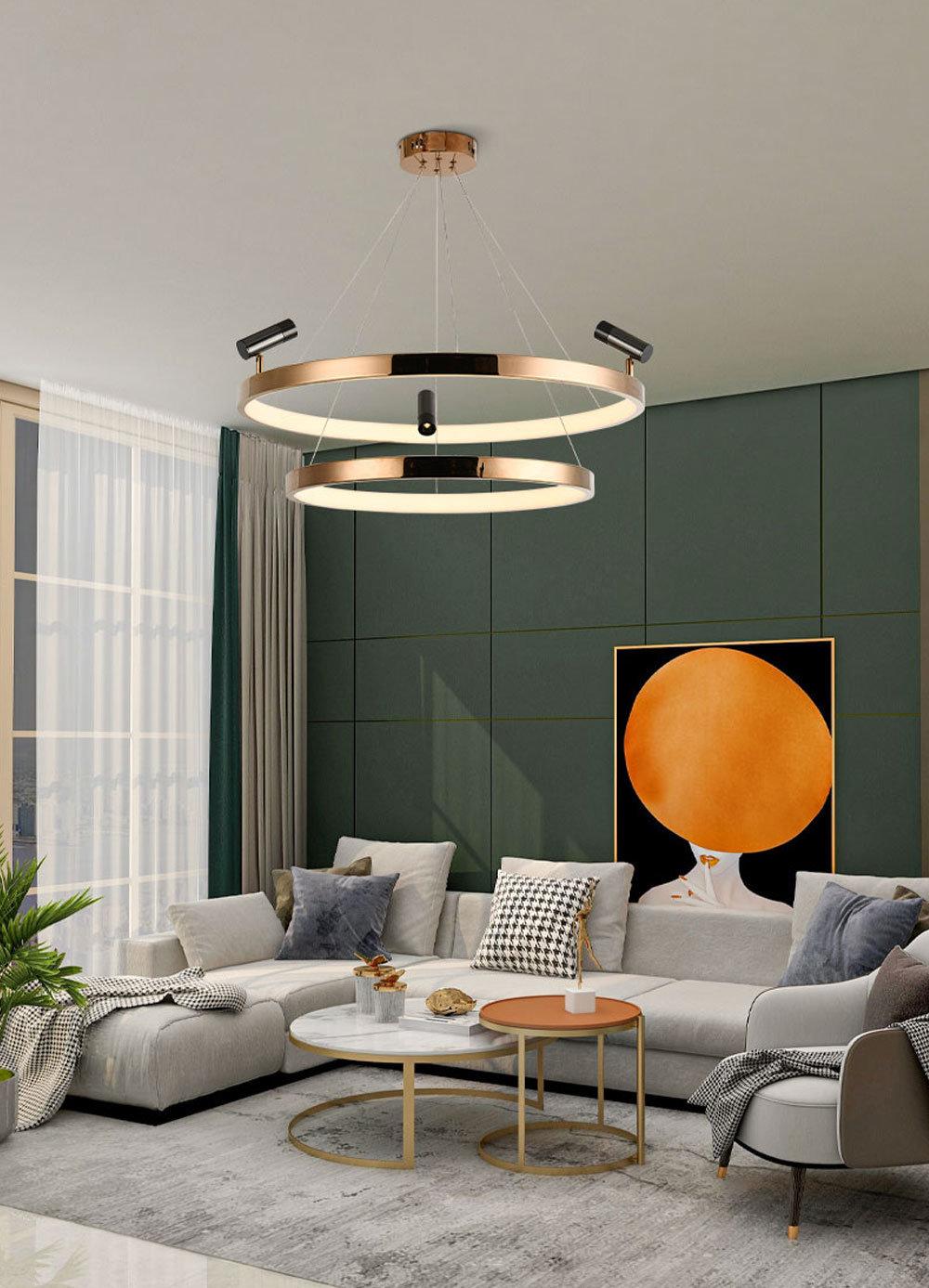 LED Circular Decorate Pendant Hanging Ring Bedroom Living Room Bar Hotel Modern Chandeliers Light