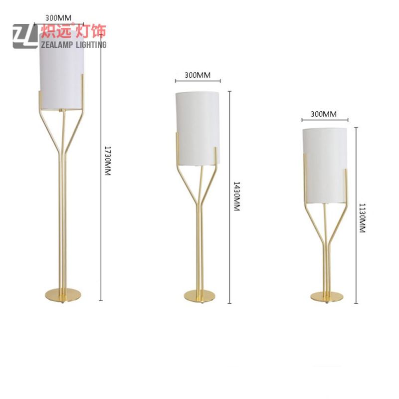 Creamy White Fabric Gold Metal Branches Standing Lights Art Deco