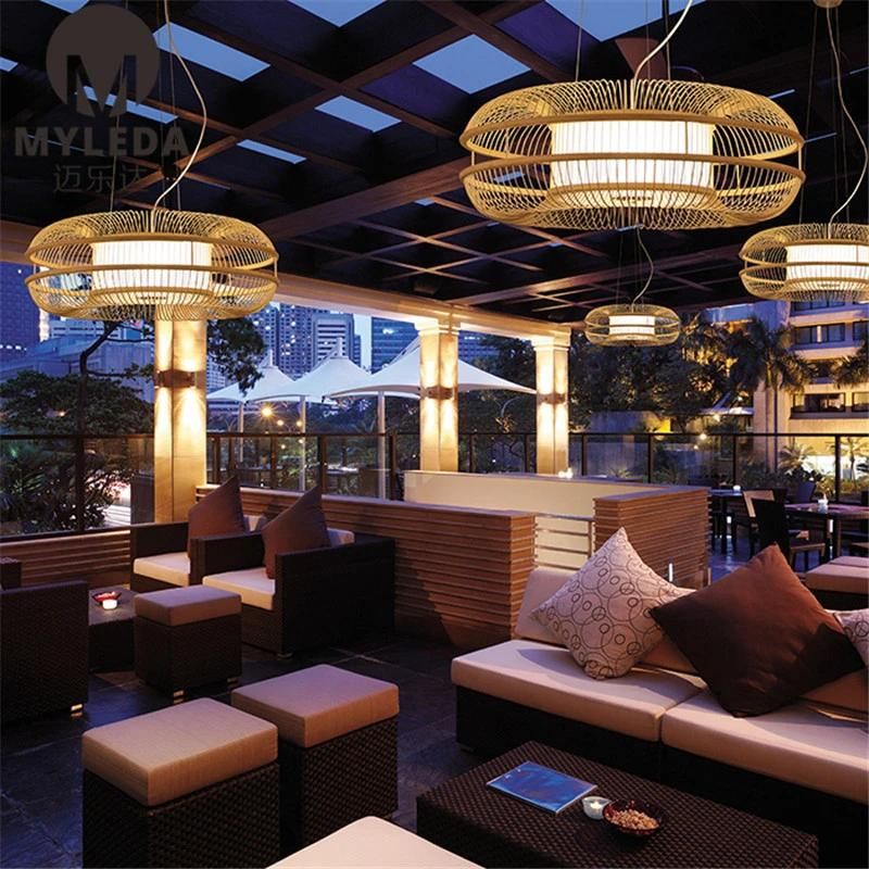 E27 Antique Creative Black Metal Wooden Cage Pendant Lamp for Restaurant, Living Room, Bar