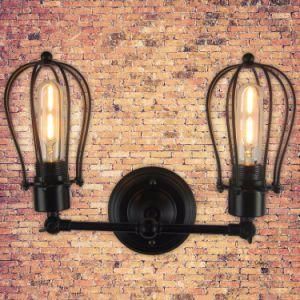 E27 Vintage Two-Head Birdcage Wall Lamp for Living Room