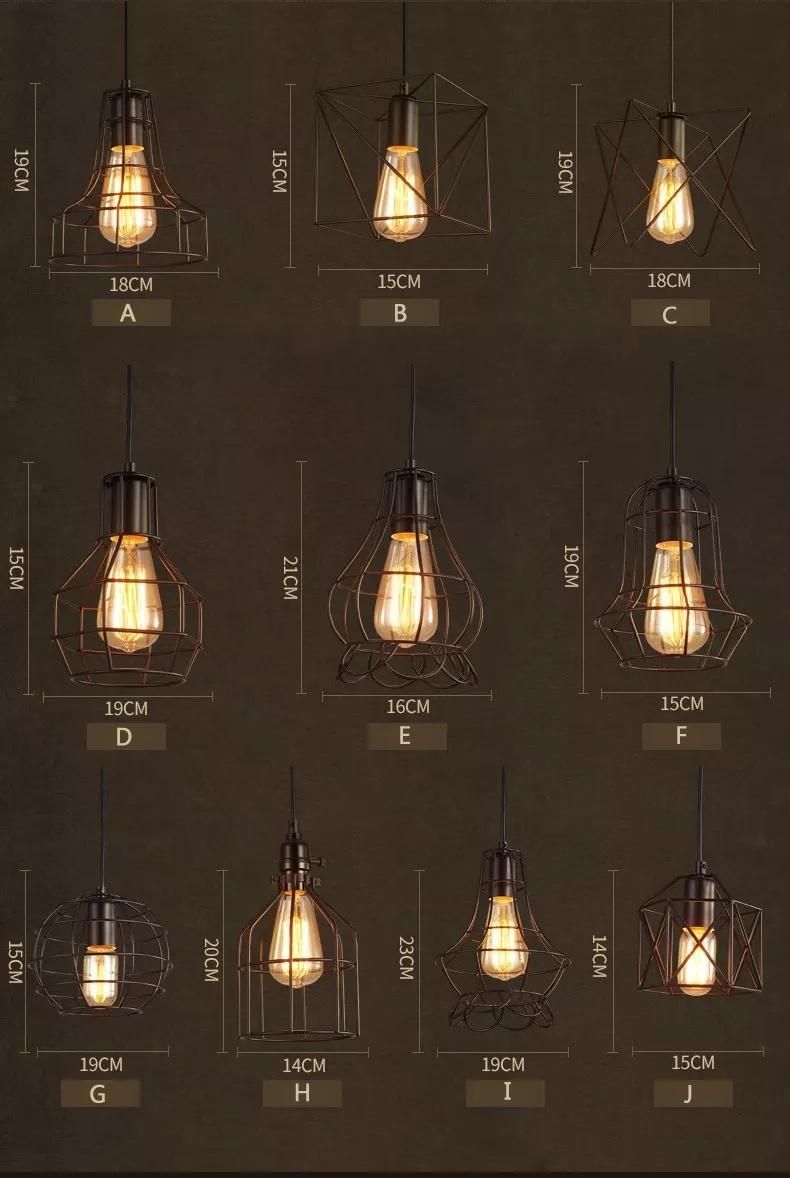 Loft Vintage Industrial Retro Pendant Lamp Edison Light E27 Holder Iron Restaurant Bar Counter Attic Bookstore Cage Lamp