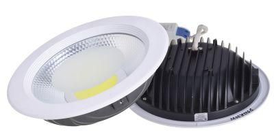High Lumenious Isolated Driver Die Casting Aluminium 30W Tempered Glass SMD COB LED Downlight