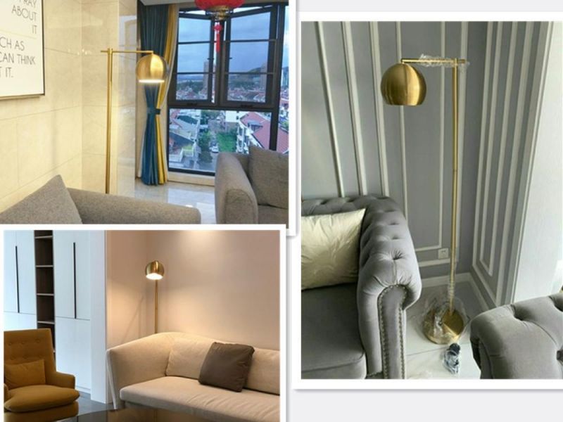 Gold Floor Lamp Modern E27 Standing Lamp Corner Light Reading Light Plated Brass LED Stand Lamp (WH-MFL-65)