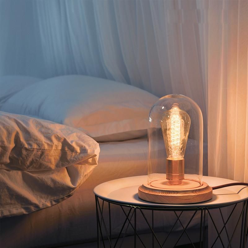 Glass Lampshade Vintage Lamp Bedroom Bedside Nightstand Lamp Light