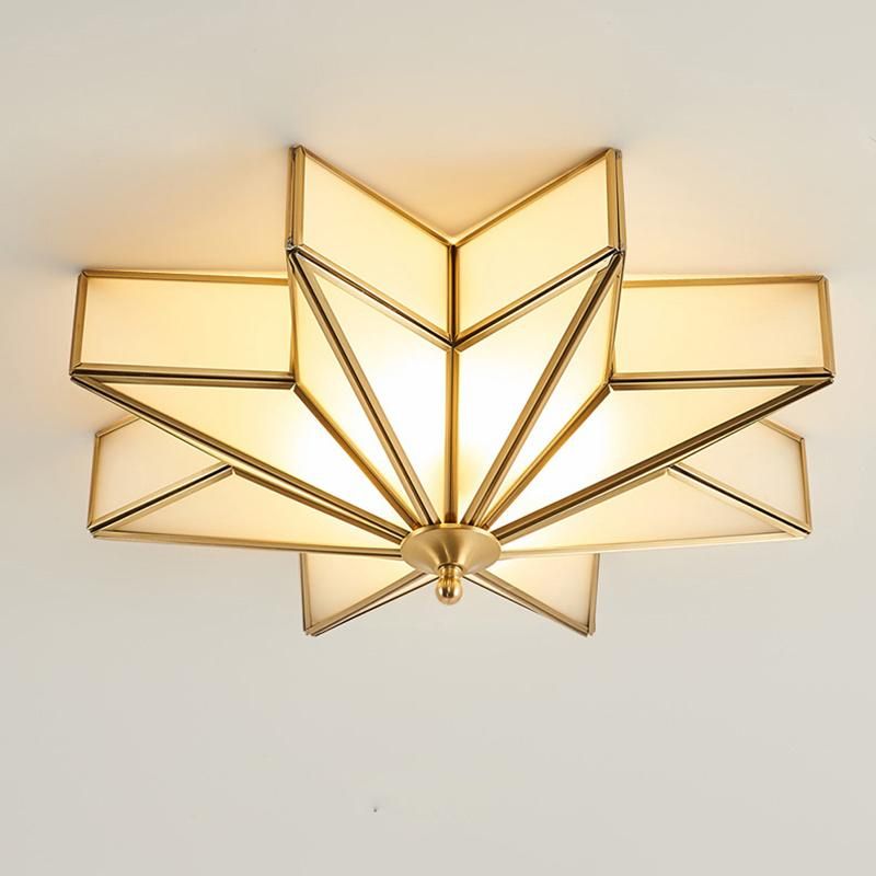 Copper Ceiling Light Bedroom Lamp American Simple Modern Creative Star Corridor Room Light