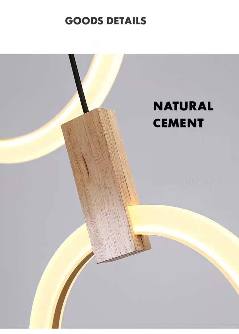 LED Lighting Pendant Lamp Circle Wood Design Chandelier Modern Lamp