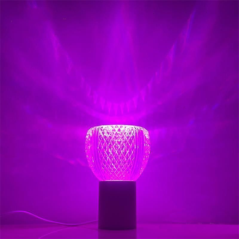 Crystal Rechargeable Small Table Lamp Creative Atmosphere Projection Life Acrylic LED Small Night Lamp