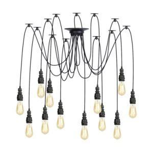 E27 Metal Pipe 12 Heads Ceiling Loft Pendant Light Fixture