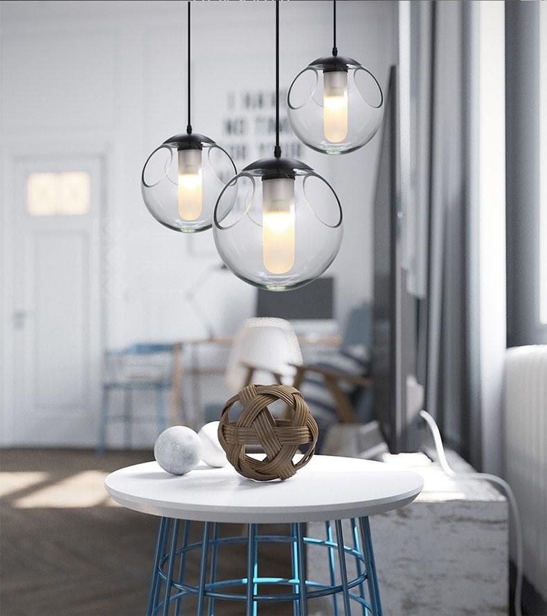 Modern Restaurant Bar Balcony Aisle Dining Table Glass Ball Bubble Pendant Lamp