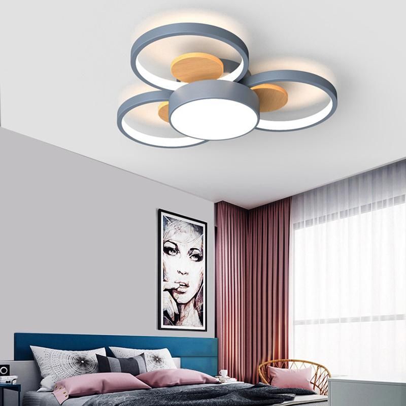 Circle Creative Ceiling Light Simple Bedroom Lamp Warm Wood Lamp LED