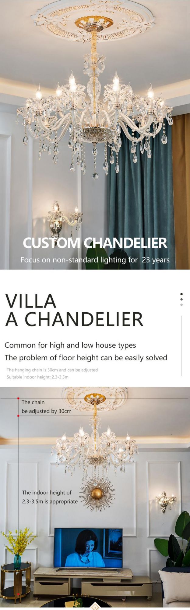 Luxury Lamp Project Custom Living Room Hotel Villa Crystal Chandelier Light