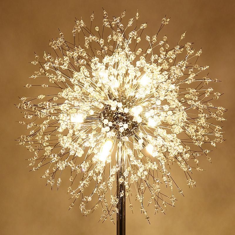 Dandelion Floor Lamp DIY Fireworks LED Lights Gold Chrome Crystal Floor Lamp (WH-MFL-86)