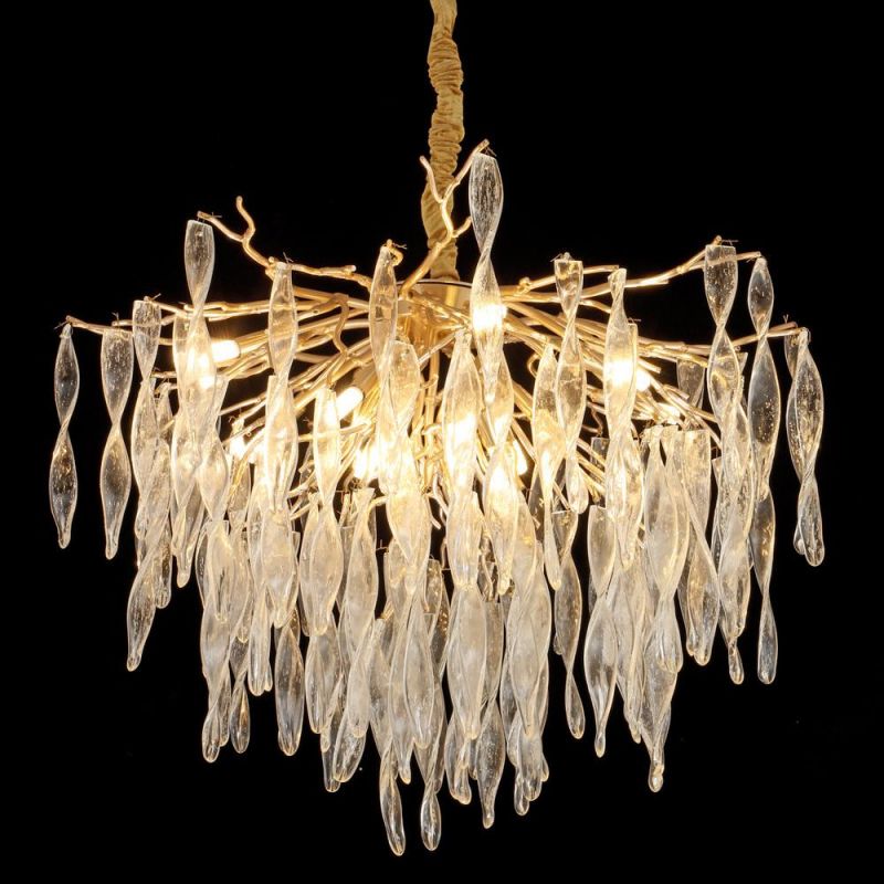 2022 Long Strip Golden Luxury Chandelier for Family Restaurant Shop Window