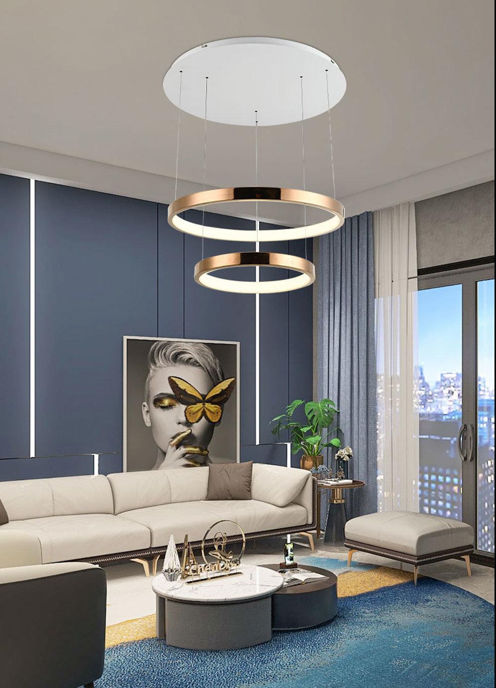 Simple Style Delicate Modern Chandelier Lights Modern Dining Room Lighting Dining Room Chandel Modern Aluminium Home Indoor Luxury Circle Ring LED Pendant Light
