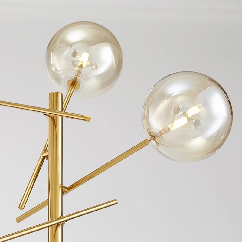 Modern Floor Lamp G4 Amber Glass Floor Lamps Standing Light Glass Shade Metal Base Standing Lamp (WH-MFL-71)