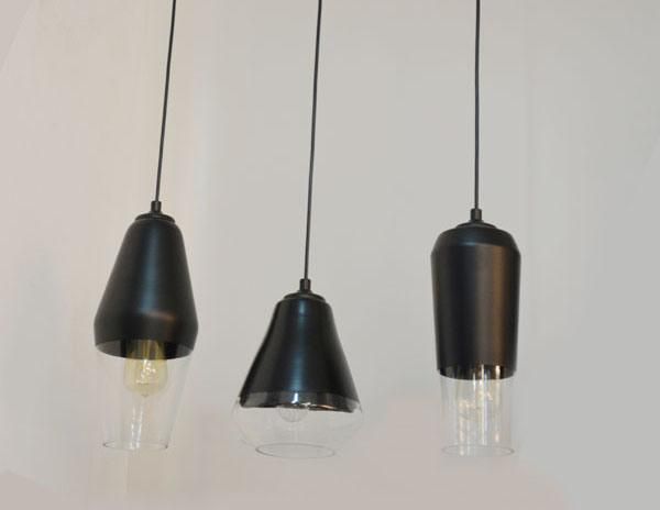 Modern DIY Glass Hanging Pendant Light in Black Color