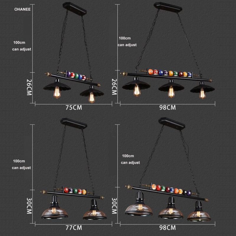 Vintage 3 Lights Light Metal Pendant Lamp with Glass Shade for Special Billiard Antique Pendant Light (WH-VP-86)