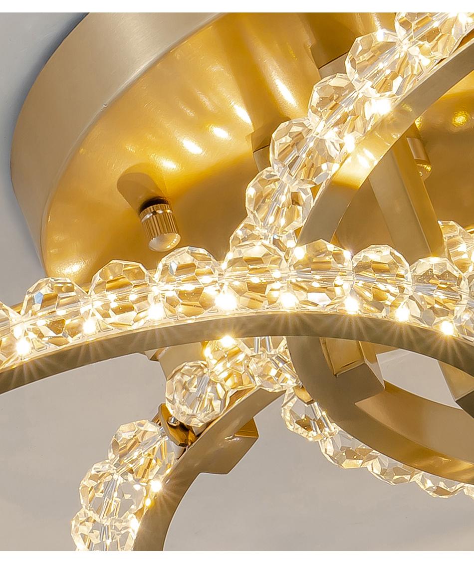 Simple Crystal Ceiling Light for Living Room LED Gold Circles Ring Chandelier Lamp (WH-CA-72)