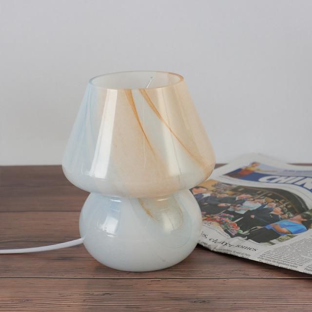 Striped Mushroom Mini Table Lamp Swirl Glass Lamp Study Bedside