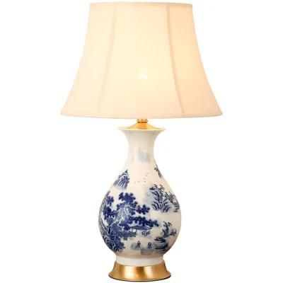 Europe Home Decor Blue and White Porcelain Table Lamp for Bed Room Ceramic Floor Lamp