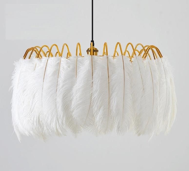 Large Art Decoration Hanging Lamp Feather Chandelier or Feather Pendant Lamp for Villa or Hotel
