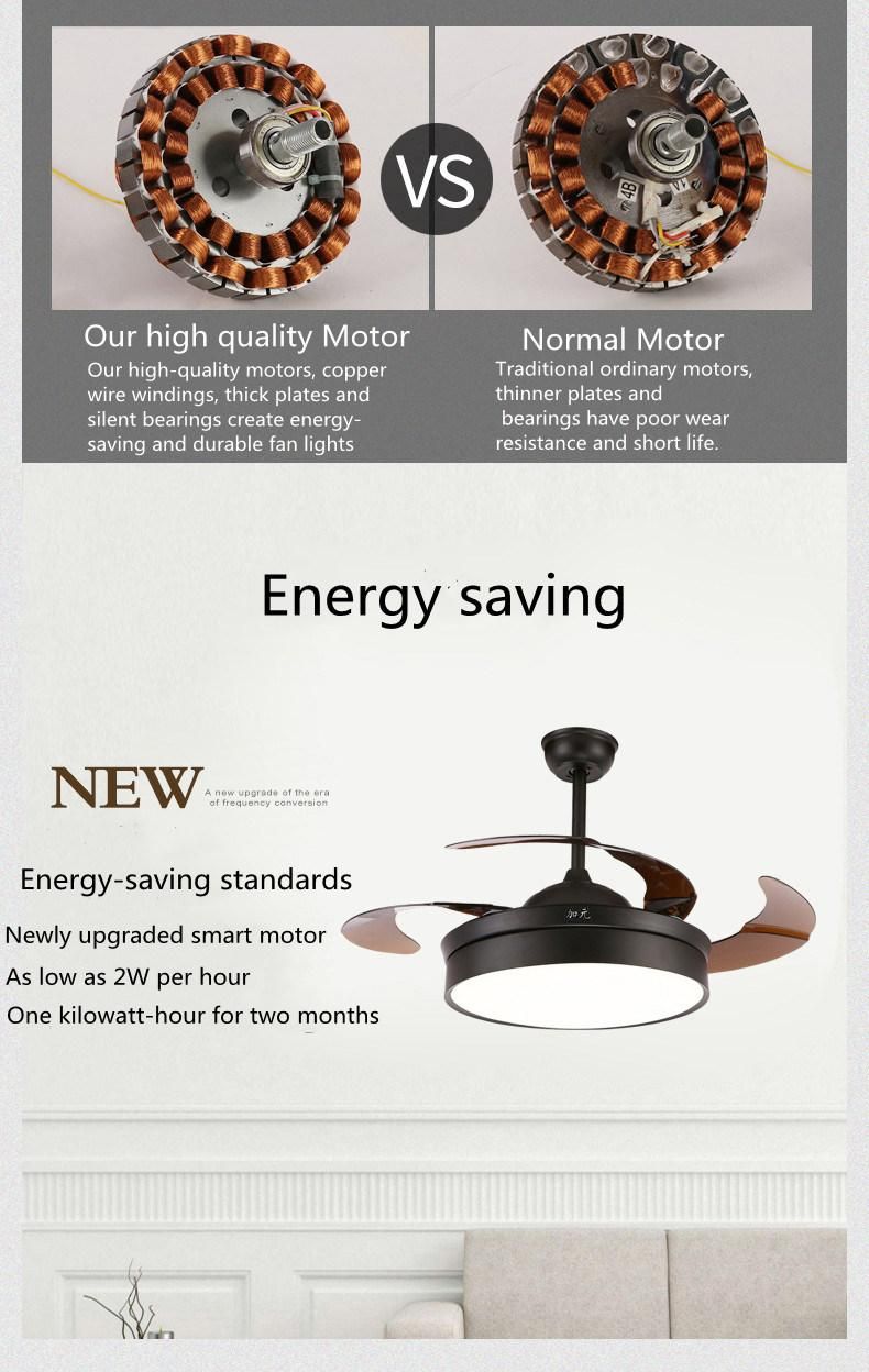 Nordic Minimalist Indoor Lighting Bedroom with Remote Control LED Ceiling Fan