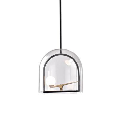 Modern Suspended Clear Blown Glass Pendant Lights