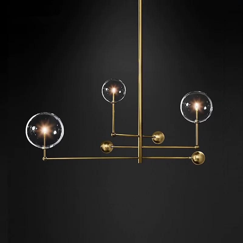 Postmodern LED Chandelier Living Room Black Gold Hanging Light Fixture Nordic Glass Ball Pendant Lamp (WH-GP-34)