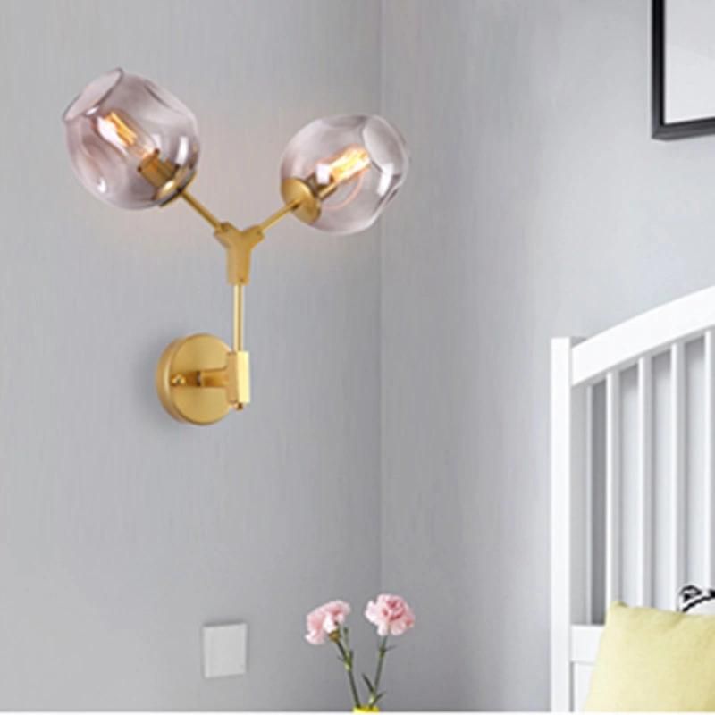 Post Modern Magic Bean Double Head Glass Bubble Cover Villa Hotel Corridor Molecular Wall Lamp (WH-OR-95)