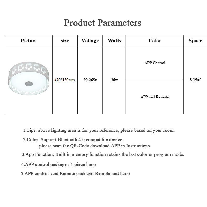 Bluetooth LED Lamp Ceiling with Loundspeaker for Bedroom Dimming LED Ceiling Lights (WH-MA-46)