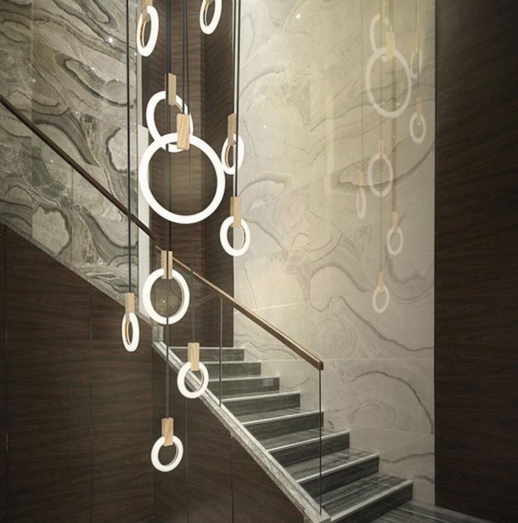 Circular Simple Chandelier Living Room Dining Room Bedroom Bedside Duplex Building Lamp Pendant Lighting Dining Room